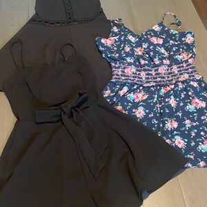 Black and Floral Romper Set